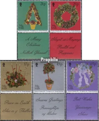 Produktbild von Briefmarken GB - Isle of Man 2001 Mi 949Zf-953Zf mit Zierfeld (kompl.Ausg.) postfrisch Weihnachten