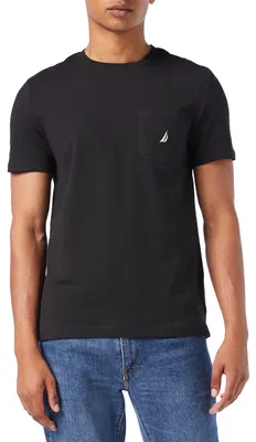 Immagine prodotto di Maglietta a maniche corte da uomo, modello girocollo con taschino, marca Nautica, colore nero, taglia X