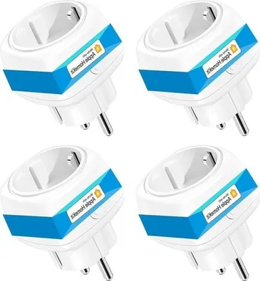 Immagine prodotto di Set di mini prese (4 pezzi) compatibile con Apple HomeKit - Presa WiFi con interruttore e timer - Controllo vocale e tramite app - Non è necessario un hub - 10 A