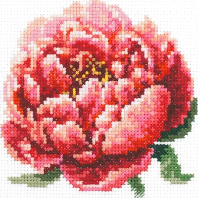 Image de Magic Needle Zweigart Edition Kit pour point de croix "Pivoine rouge", motif à compter, 11x11cm