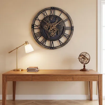 Produktbild von KOMFOTTEU Große Wanduhr, leise, 68 cm, moderne Design-Wanduhr aus Metall, Pendel ohne Ticken, batteriebetrieben, Wanddekoration für Wohnzimmer, Schlafzimmer, Büro