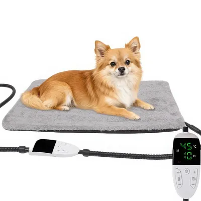 Produktbild von Katzen Heizmatte 45×60 cm, Hunde Heizmatte mit 30 Temperaturstufen, LED Display, waschbarem Bezug, Überhitzungsschutz & Timer