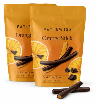 Immagine prodotto di Patislove, cioccolato fondente all'arancia, bastoncini di cioccolato, 80g – confezione da 2 (2 × 80 g)