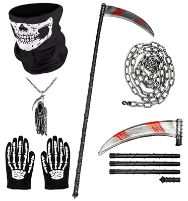 5-teiliges Sensenmann-Zubehör-Set für Halloween-Kostüm