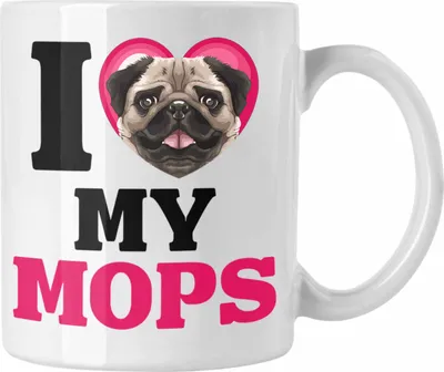 Produktbild von Trendation - Mops Besitzerin Tasse Geschenk Lustiger Spruch Geschenkidee I Love My Mops (Weiß)