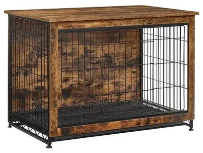 Produktbild von Tiertransportbox - Hundebox - Besonders robust - Herausnehmbare Bodenwanne - 2 Türen - 98 x 65 x 68 cm - Grau