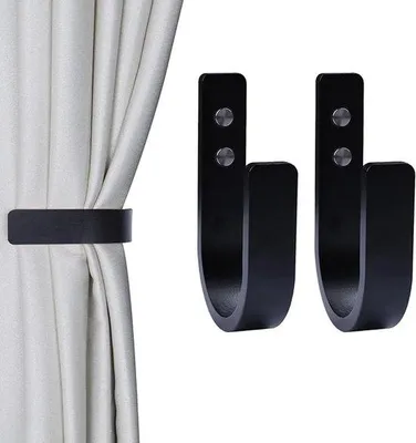 Immagine prodotto di Supporti per tende in legno a forma di U - Set da 2 - neri