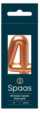 12er-Pack Geburtstagskerzen Nummer 4, Roségold, 13 cm