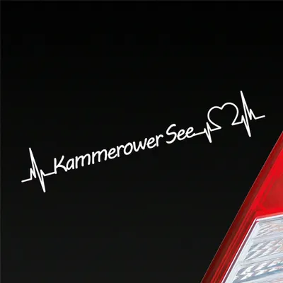 Produktbild von Auto Aufkleber Kammerower See Herz Puls See SeaLiebe Love 19x4 cm Weiss Glanz Sticker Heckscheibenaufkleber