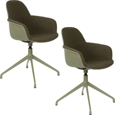 Produktbild von Zuiver Albert Kuip Swivel Esszimmerstuhl mit Armlehne Grün - 2 er Set