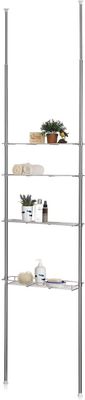 CARO-Möbel Teleskop Badregal DUNJA Standregal Allzweckregal höhenverstellbar 250-280 cm 3 Ablagen 1 Korb verchromt