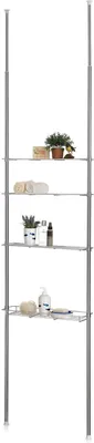 Produktbild von CARO-Möbel Teleskop Badregal DUNJA Standregal Allzweckregal höhenverstellbar 250-280 cm 3 Ablagen 1 Korb verchromt