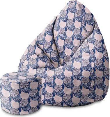 Immagine prodotto di Dreamroots Bean Bag 80x80x120cm Puf beanbag con schienale e sgabello con imbottitura Ornamento geometrico rosa e blu