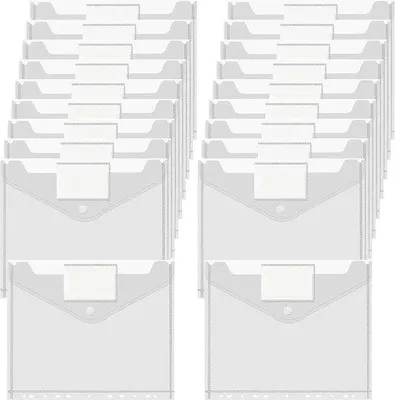 Produktbild von Famanu Dokumentenmap A4 - Transparentes Design mit Druckknopf - 20 Stück
