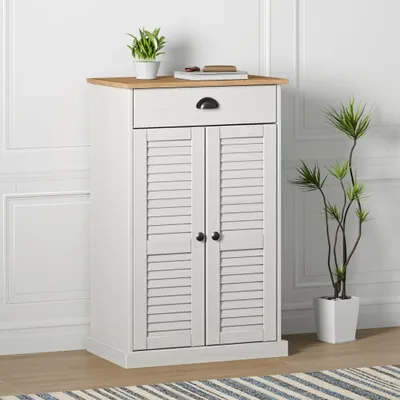 Zdjęcie produktu dla The Living Store Szafka na buty VIGO biała 60x35x96 cm lite drewno sosnowe