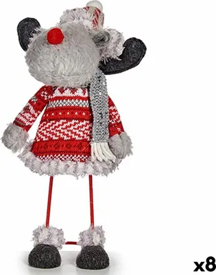 Produktbild von Weihnachts-Rentier-Figur rot grau 13 x 33,5 x 20 cm (8 Stück)
