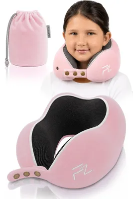 Imagen del producto de FLOWZOOM COMFY Kids Almohada de viaje viscoelástica, talla M desde 6 años, rosa