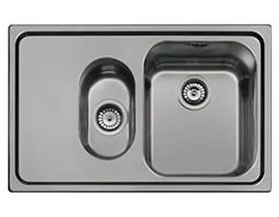 Immagine prodotto di Lavello incasso 2 vasche e gocciolatoio sinistro 79x50 Smeg SP7915SN acciaio inox nero