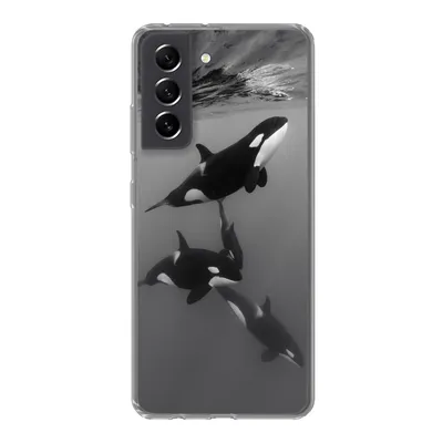 Produktbild von MuchoWow® Handyhülle Schutzhülle Hülle für Samsung Galaxy S21 FE Orca - Wasser - Schwarz - Weiß Silikon Softcase Handy Hülle - Mobiltelefonhülle