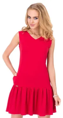 Produktbild von Kleid Tunika Mini-Kleid Rüschen V-Ausschnitt; Rot/S/36