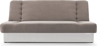 Produktbild von MOEBLO Schlafsofa CYPRUS – Sofa Kippsofa Klappsofa Click-Clack Couch für Wohnzimmer Federkern Sofagarnitur Polstersofa mit Bettkasten und Schlaffunktion (BxHxT): 192x85x92 cm (Beige + Weiß - Soro 13 + Soft 17 Kunstleder)