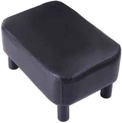 Obrázek produktu pro Polstrovaná podnožka, 42 cm - Obdélníkový tvar - Podnožka z umělé kůže (PU) - Protiskluzová - Pohodlná sedací plocha - Odolná a stabilní