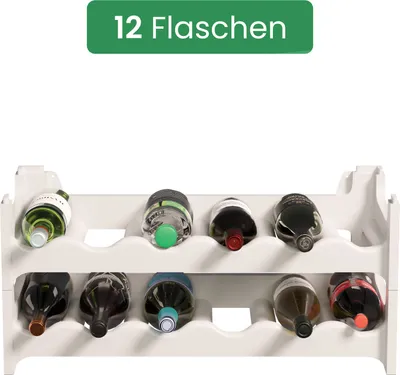 Produktbild von ARTECSIS Weinregal stapelbar Kunststoff für 12 Flaschen, Flaschenregal, Weiß