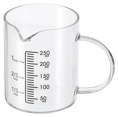 250 ml Borosilikatglas-Messbecher mit schwarzer Skala und Ausguss