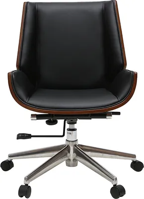 Produktbild von Miliboo - Design-Bürosessel dunkles Holz und Schwarz CURVED