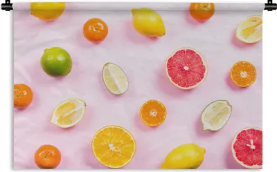 Produktbild von MuchoWow® Wandteppich Wandbehang Zitrone - Limette - Zitrusfrüchte 120x80 cm Tapisserie Dekoration Wandtuch - Wanddekorationen - Wandtücher