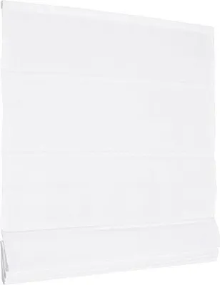 A white Roman blind is shown against a white background.