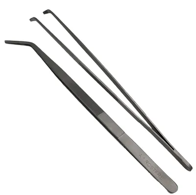 Extra lange anatomische Pinzette 35 cm, gebogen, aus rostfreiem 18/8 Edelstahl.