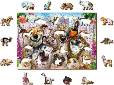 Image de Puzzle en bois, Les animaux en peluche, 200 pièces