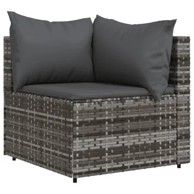 Produktbild von vidaXL Garten-Ecksofa mit Kissen Grau Poly Rattan