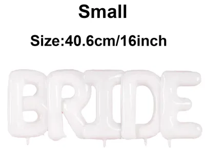 Obrázek produktu pro BRIDE – Velké balónky ve tvaru písmen – 40–80 cm – Ideální pro rozlučku se svobodou a svatbu – Bílé