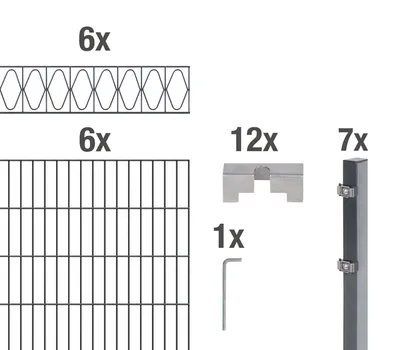 Produktbild von Alberts Doppelstabmattenzaun Eleganz, Höhe 120 cm, Länge 12 m, 2 m Matte, anthrazit, zum Einbetonieren