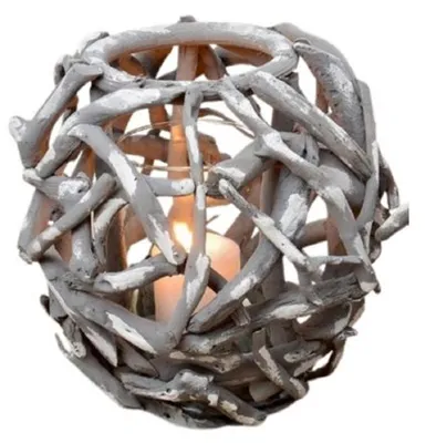 Produktbild von Windlicht MaluTeelicht Holzstücke Glaseinsatz grau H 25cm Ø 25cm