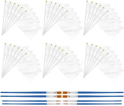 Zdjęcie produktu dla Ręczne białe flagi z uchwytami – 14 x 21 cm