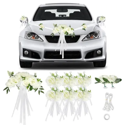 Produktbild von Autoschmuck Hochzeit Girlande 9 Rosen Bänder PKW Motorhaube Deko