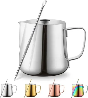 Produktbild von Milchaufschäumer 12oz 350ml Edelstahl Silber Latte Art Barista