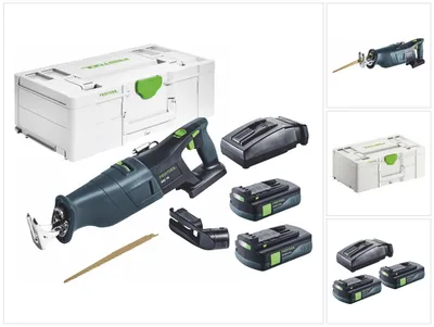 Image de Festool RSC 18 EB-Basic Scie sabre sans fil 18 V Brushless + 2x batterie 3,0 Ah + chargeur + systainer