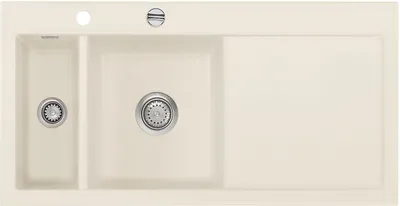 Produktbild von Auflagespüle KeraDomo MERA 100 Jasmin Becken links mit Excenterbedienung