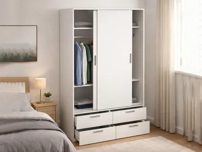 Immagine prodotto di Dmora Guardaroba 2 Ante Frediana 60.25x200h cm Bianco, Appendiabiti 2 Ante