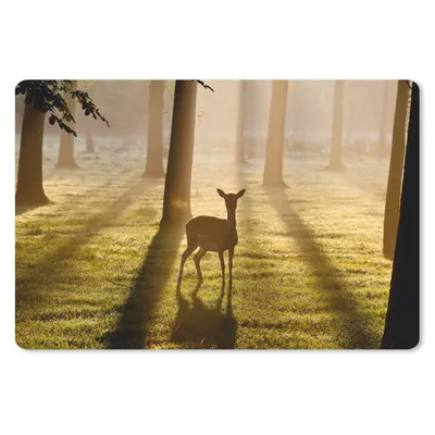 Produktbild von MuchoWow® Schreibtischunterlage Hirsche - Sonne - Bäume 60x40 cm - XXL Mauspad - Großes Mauspad