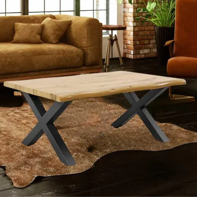 Produktbild von Wildeiche-Design Couchtisch OAKLAND 90cm Metallgestell Baumkante