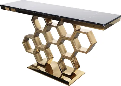 Imagen del producto de Mesa consola FURNLUX, diseño Modig, mármol y dorado. Dimensiones: 150 x 80 x 40 cm. Color principal: