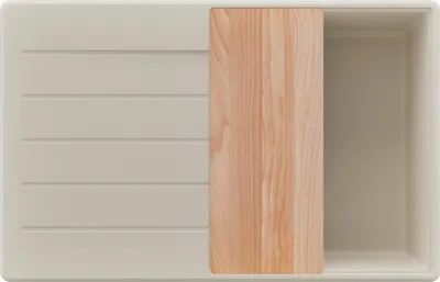 Produktbild von PRIMAGRAN Spülbecken Beige 78x50cm, Granitspüle 1 Becken + Ablauf-Set + Schneidebrett, Küchenspüle ab 50er Unterschrank - Kopenhagen