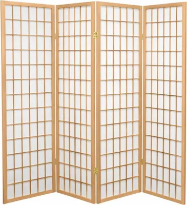 Zdjęcie produktu dla Fine Asianliving japoński składany parawan dzielący pokój Shoji Fine Asianliving japoński składany parawan dzielący pokój ścianka działowa B180xH180cm 4-częściowy papier ryżowy Shoji naturalny dzielnik pokoju hiszpańska ścianka działowa ścianka działowa -