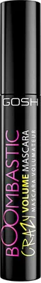 A close-up studio shot of a black mascara tube with colorful text.