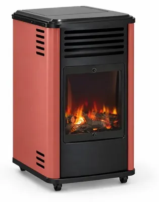 Image de Poêle à gaz 3,4KW Rouge - Chauffage d'appoint effet Feu de bois Manhattan Sahara